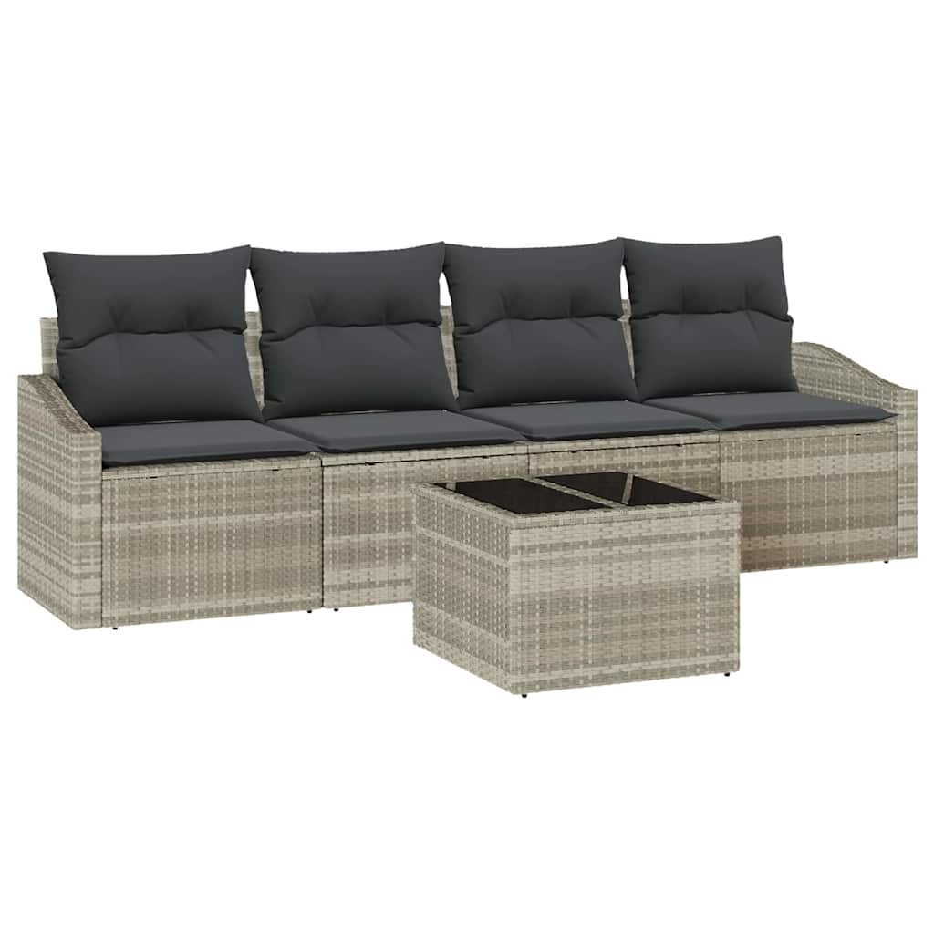 Garten-Sofa-Set 5 pcs Hellgrau und Dunkelgrau 55 x 55 x 37 cm